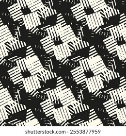 Zigzag lines. Jagged stripes. Seamless surface pattern design with triangular waves ornament. Repeated chevrons wallpaper. Digital paper for page fills, web designing, textile print. Vector art.

