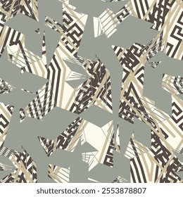 Zigzag lines. Jagged stripes. Seamless surface pattern design with triangular waves ornament. Repeated chevrons wallpaper. Digital paper for page fills, web designing, textile print. Vector art.