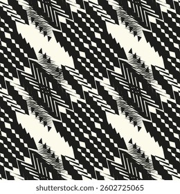 Zigzag lines. Jagged stripes. Seamless surface pattern design with triangular waves ornament. Repeated chevrons wallpaper. Digital paper for page fills, web designing, textile print. Vector art