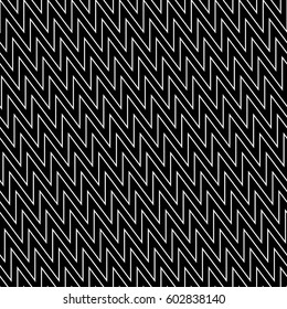 Zigzag lines. Jagged stripes. Seamless surface pattern design with wavy linear ornament. Repeated chevrons wallpaper. Digital paper for page fills, web designing, textile print. Vector illustration.