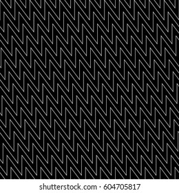 Zigzag lines. Jagged stripes. Seamless surface pattern design with wavy linear ornament. Repeated chevrons wallpaper. Digital paper for page fills, web designing, textile print. Vector illustration.