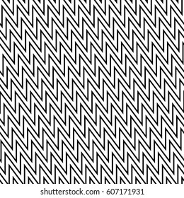 Zigzag lines. Jagged stripes. Seamless surface pattern design with wavy linear ornament. Repeated chevrons wallpaper. Digital paper for page fills, web designing, textile print. Vector illustration.