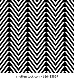 Zigzag lines. Jagged stripes. Seamless surface pattern design with triangular waves ornament. Repeated chevrons wallpaper.
