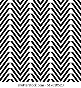 Zigzag lines. Jagged stripes. Seamless surface pattern design with triangular waves ornament. Repeated chevrons wallpaper. Digital paper for page fills, web designing, textile print. Vector art.