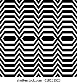 Zigzag lines. Jagged stripes. Seamless surface pattern design with triangular waves ornament. Repeated chevrons wallpaper. Digital paper for page fills, web designing, textile print. Vector art.