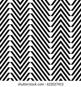 Zigzag lines. Jagged stripes. Seamless surface pattern design with triangular waves ornament. Repeated chevrons wallpaper. Digital paper for page fills, web designing, textile print. Vector art.