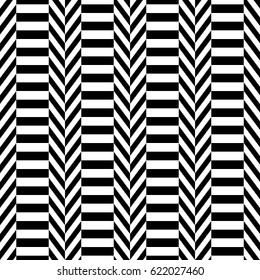 Zigzag lines. Jagged stripes. Seamless surface pattern design with diagonal and horizontal blocks ornament. Repeated chevrons wallpaper. Herringbone motif. Digital paper for page fills, web designing.