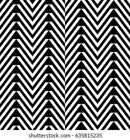 Zigzag lines. Jagged stripes. Seamless surface pattern design with triangular waves ornament. Repeated chevrons wallpaper. Herringbone motif. Digital paper for page fills, web designing, textile print