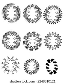 zigzag lines made in different shapes and circular