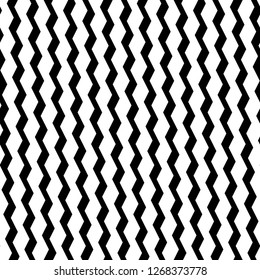 Zigzag lines ornament. Curves image. Linear backdrop.Triangular waves background. Jagged stripes motif. Digital paper, textile print, web design. Seamless pattern.