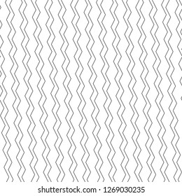 Zigzag lines ornament. Jagged stripes motif. Triangular waves background. Curves image. Linear backdrop. Digital paper, textile print, web design. Seamless pattern