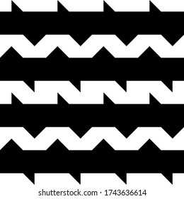 Ornamento de líneas de zigzag. Motif de rayas amordazadas. Patrón sin foco. Olas ornamentadas. Papel digital, impresión textil, diseño web, ilustración abstracta. Imagen de curvas. Obra vectorial.