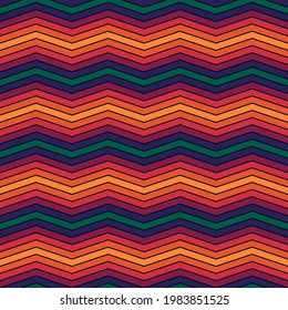 Zigzag lines ornament. Seamless pattern. Jagged stripes motif. Waves ornate. Curves image. Wavy figures background. Ethnic digital paper, tribal textile print, web design, abstract. Geometric vector.