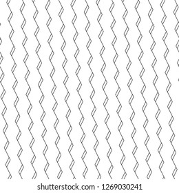 Zigzag lines ornament. Triangular waves background. Jagged stripes motif. Curves image. Linear backdrop. Digital paper, textile print, web design. Seamless pattern.