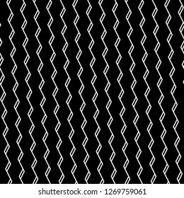 Zigzag lines ornament. Triangular waves background. Linear backdrop.Jagged stripes motif. Curves image. Digital paper, textile print, web design. Seamless pattern