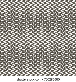 Zigzag lines and rhomboid shapes on vertical rows. Monochrome geometric pattern. Abstract vector.