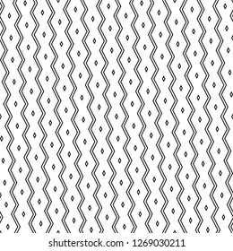 Zigzag lines, rhombuses background. Tribal backdrop. Ethnic motif. Digital paper, textile print, web design. Jagged stripes, diamonds ornament. Seamless pattern