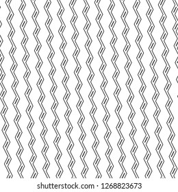Zigzag lines, strokes ornament. Jagged stripes, hatches motif. Triangular waves background. Linear backdrop. Digital paper, textile print, web design. Seamless pattern