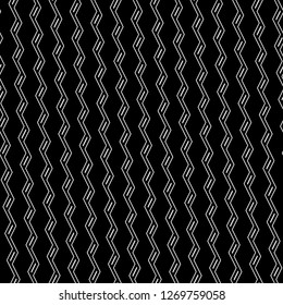 Zigzag lines, strokes ornament. Jagged stripes, hatches motif. Triangular waves background. Linear backdrop. Digital paper, textile print, web design. Seamless pattern.