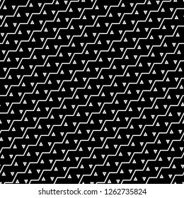 Zigzag lines, triangles background. Linear backdrop. Digital paper, textile print, web design. Jagged stripes, triangular shapes motif. Geometric ornament. Seamless pattern