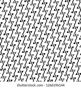 Zigzag lines, triangles ornament. Geometric background. Jagged stripes, triangular shapes motif. Linear backdrop. Digital paper, textile print, web design. Seamless pattern