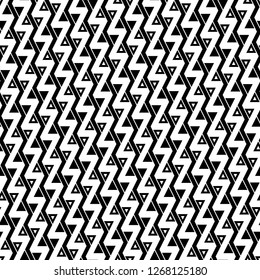 Zigzag lines, triangles ornament. Jagged stripes, triangular shapes motif. Geometric background. Linear backdrop. Digital paper, textile print, web design. Seamless pattern