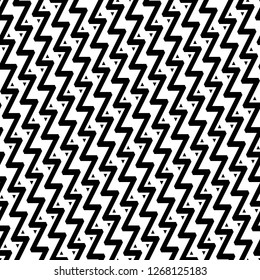 Zigzag lines, triangles ornament. Jagged stripes, triangular shapes motif. Geometric background. Linear backdrop. Digital paper, textile print, web design. Seamless pattern.