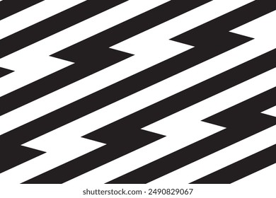 Zigzag lines wallpaper. Zig zag print. Thunder bolt background. Electricity power, flash light, jagged stripes pattern. Superhero, boom, speed or surprise cartoon effect. Vector graphic illustration.