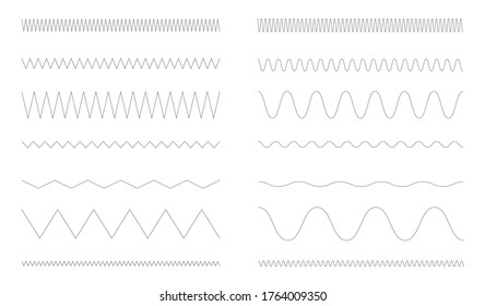 Zigzag lines and wavy lines vector set.