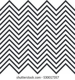 Zigzag. Monochrome, horizontally seamless pattern for stripes decoration. Vector illustration