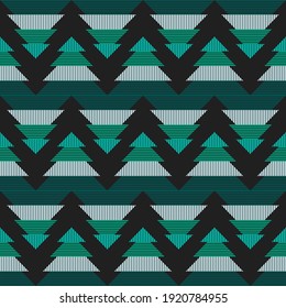 Zigzag. Mosaic with geometric shapes. Seamless pattern. Design with manual hatching. Textile. Ethnic boho ornament. Vector illustration for web design or print.