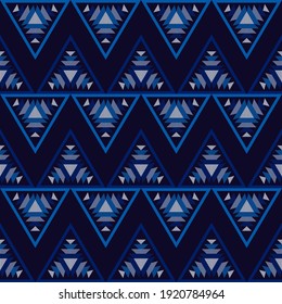 Zigzag. Mosaic with geometric shapes. Seamless pattern. Design with manual hatching. Textile. Ethnic boho ornament. Vector illustration for web design or print.