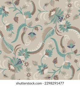 zigzag paisley seamless pattern on background