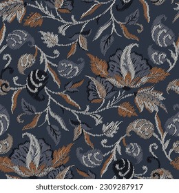 zigzag paisley seamless pattern on grey background