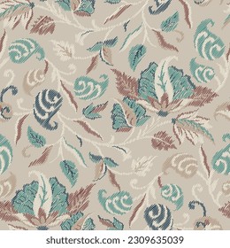 zigzag paisley seamless pattern on background