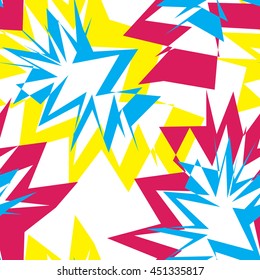 Zigzag pattern with colored spots on a white background