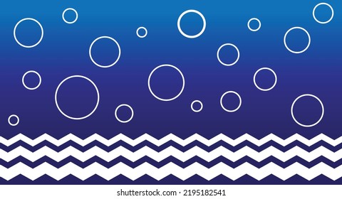 Zigzag pattern design combined with bubbles in the air. Blue color as a background. Very good for fabrics, rugs, or carpets.
