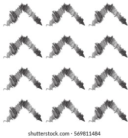 Zigzag pattern of drawing parallel lines. Geometric waves. Background with horizontal stripes of zigzag on white. Brush stroke. For Art, Print, Web, advertising Holiday textile Print Home Decoration