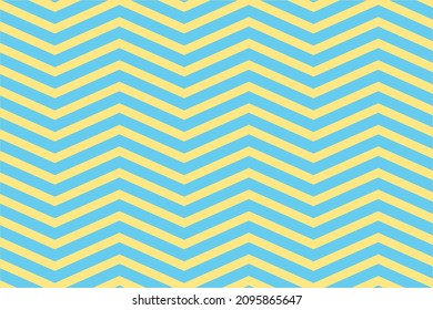 Zig-zag pattern on white background, Wavy lines on white. Illustration of the abstract yellow and blue zig-zag pattern. Chevron pattern.