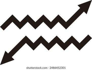 Zigzag right and left facing arrows, black set