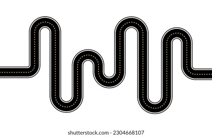 Zigzag road. The concept of success. Graphic design of vector illustration. Flat road design.