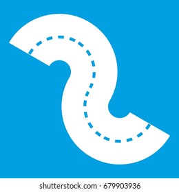 Zigzag road icon white isolated on blue background vector illustration