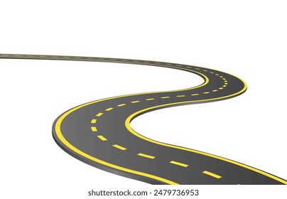 Zigzag road on a white background. Vector illustration