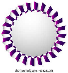 Zigzag rosette, badge, cockade isolated on white with space. Decorative element.