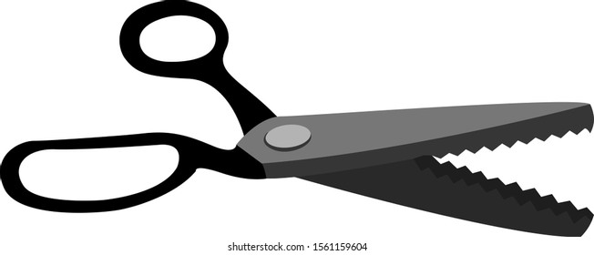 Zigzag scissors, illustration, vector on white background.