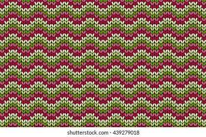 zigzag seamless knitting colorful pattern, vector background