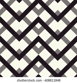 Zigzag seamless pattern in beige gray and black tones