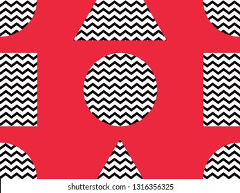 Zigzag seamless pattern with black and red color. Abstract geometric background. Vector illustration