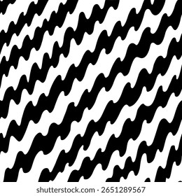 Motif harmonieux en zigzag en noir et blanc. Arrière-plan abstrait zig-zag dessiné à la main avec texture de pinceau audacieuse et écoulement diagonal. Faire glisser vers le panneau des nuances à utiliser