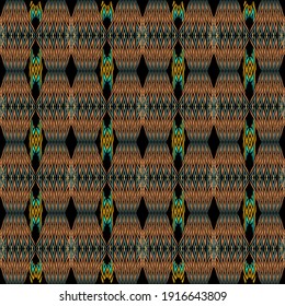 Zigzag seamless pattern. Colorful traditional chevron background. Repeat geometric backdrop. Zig zag ornaments. Tribal ethnic decorative borders design with lines, abstract shapes. Ornate design.